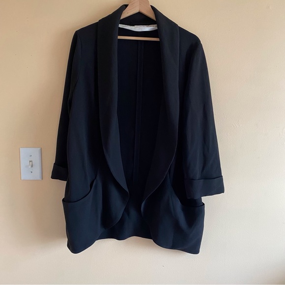 Aritzia Wilfred Chavelier Blazer Black Size 10 Japanese Crepe Pockets Unlined - Picture 15 of 15